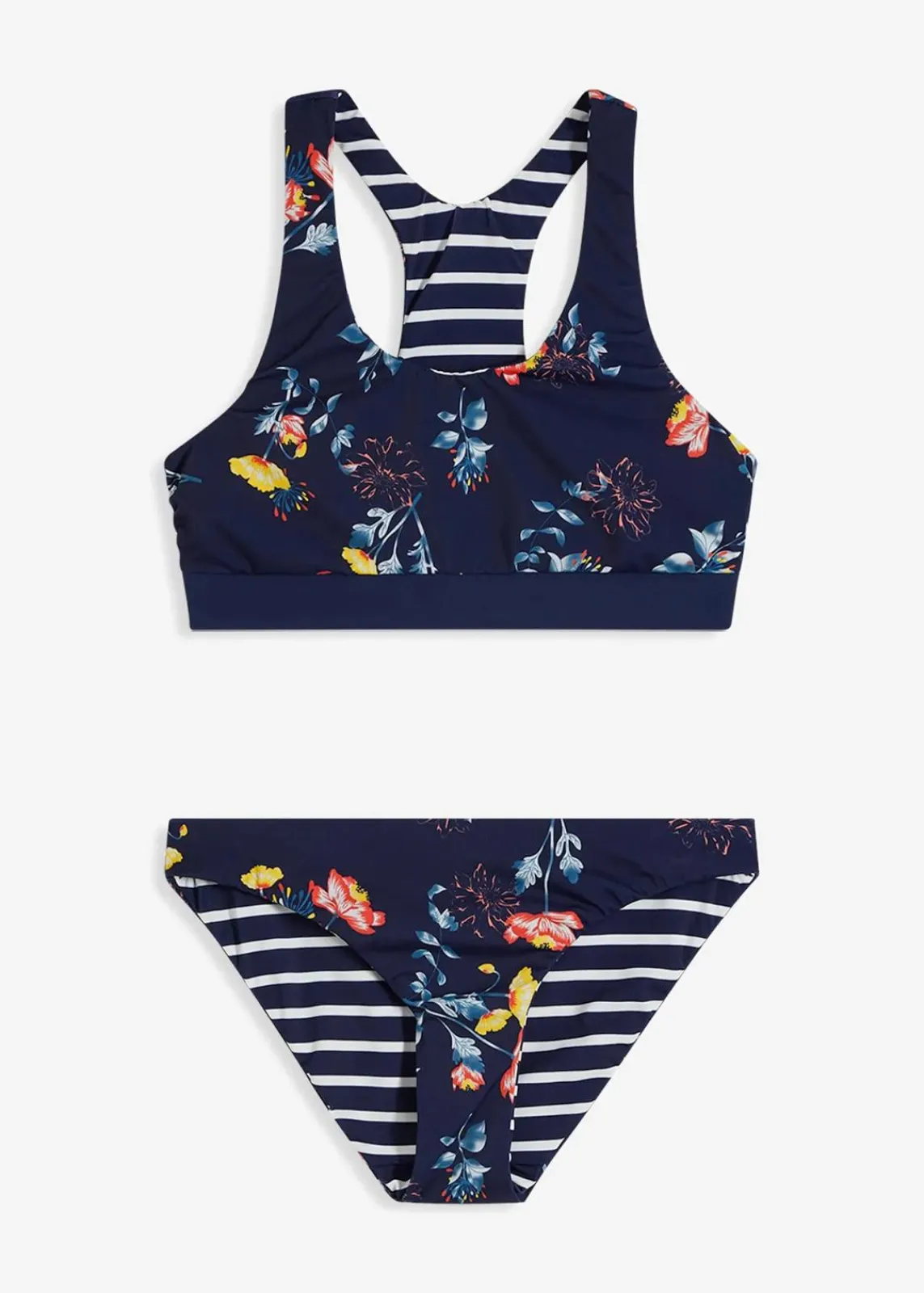 bonprix Nachhaltigere Materialien|Bikinis|Bustier Bikini zum Wenden (2-tgl. Set) blau gemustert