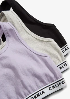 bonprix Mehrfachpacks|Mädchen·Unterwäsche|Bustier mit weicher Baumwolle (5er Pack) malve+hellgrau meliert+schwarz