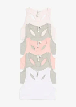 bonprix Mehrfachpacks|Mädchen·Unterwäsche|Bustier mit weicher Baumwolle (5er Pack) altrosa+weiß+hellgrau meliert+creme