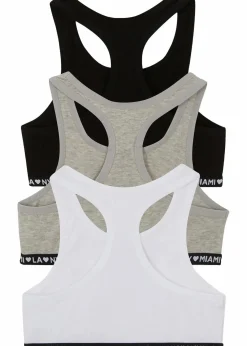 bonprix Mehrfachpacks|Mädchen·Unterwäsche|Bustier mit weicher Baumwolle (3er Pack) schwarz/weiß/hellgrau meliert