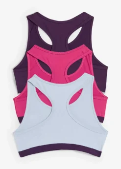 bonprix Mehrfachpacks|Mädchen·Unterwäsche|Bustier mit weicher Baumwolle (5er Pack) dunkellila/mittelfuchsia/softblau