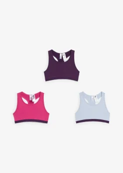 bonprix Mehrfachpacks|Mädchen·Unterwäsche|Bustier mit weicher Baumwolle (5er Pack) dunkellila/mittelfuchsia/softblau