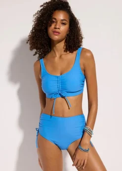 bonprix Nachhaltigere Materialien|Bikinis|Bustier-Bikini mit Bindebändern (2-tlg.Set) mittelblau