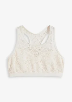 bonprix Bademode·Bikinis|Bademode·Mix & Match|Bustier-Bikinioberteil mit Spitze wollweiß