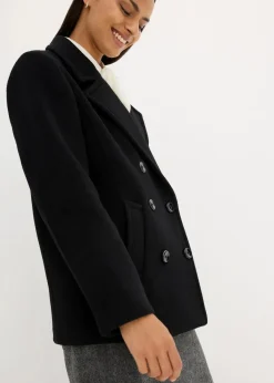 bonprix Bekleidung·Hosen|Nachhaltigere Materialien|Cabanjacke aus Wolle schwarz