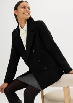 bonprix Bekleidung·Hosen|Nachhaltigere Materialien|Cabanjacke aus Wolle schwarz