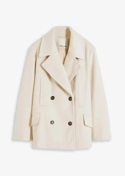 bonprix Bekleidung·Hosen|Jacken & Mäntel|Cabanjacke in Wolloptik kieselbeige meliert