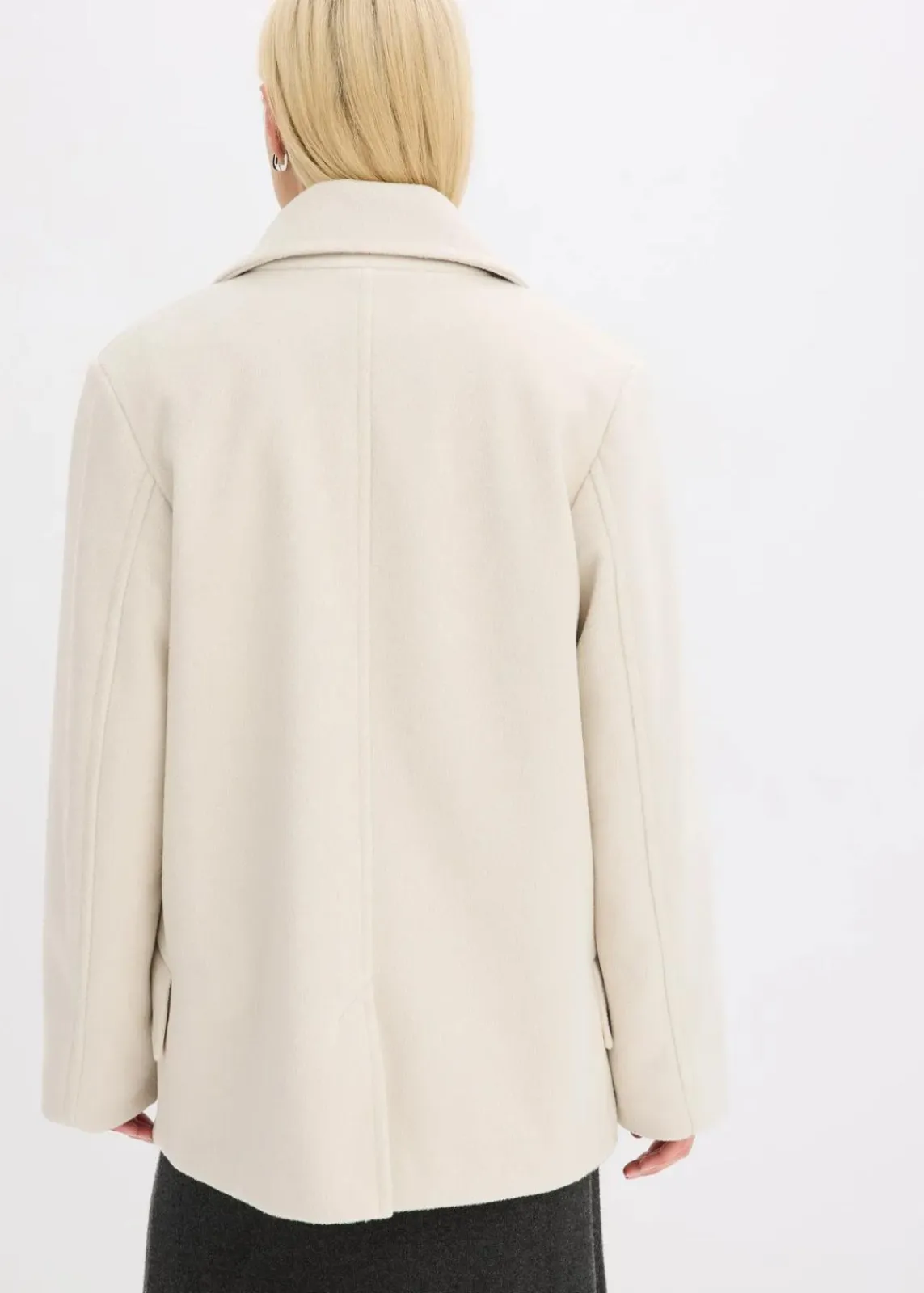 bonprix Bekleidung·Hosen|Jacken & Mäntel|Cabanjacke in Wolloptik kieselbeige meliert