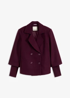 bonprix Jacken & Mäntel|Bekleidung·Hosen|Cabanjacke mit Strickärmeln weinrot