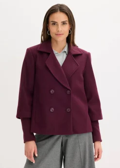 bonprix Jacken & Mäntel|Bekleidung·Hosen|Cabanjacke mit Strickärmeln weinrot