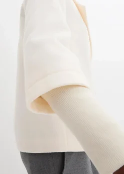 bonprix Bekleidung·Hosen|Jacken & Mäntel|Cabanjacke mit Strickärmeln naturbeige