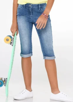 Capri Jeans Mid Waist mit verstellbarem Bund|bonprix Outlet