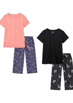 Capri Pyjama aus reiner Baumwolle (2er Pack)|bonprix Clearance