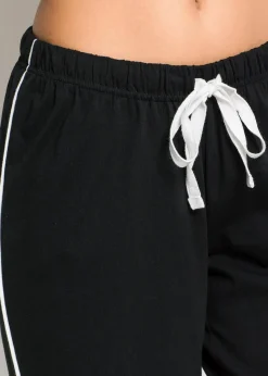 bonprix Nachhaltigere Materialien|Nachtwäsche|Capri Pyjama aus reiner Bio-Baumwolle schwarz/weiß