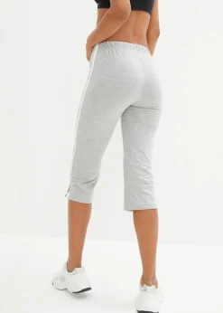 bonprix Basics|Sportbekleidung|Capri-Hose aus Baumwolle mit Stretch (2er Pack) schwarz + hellgrau meliert