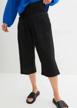 bonprix Bekleidung·Kleider|Hosen|Capri-Hose aus softem Musselin schwarz