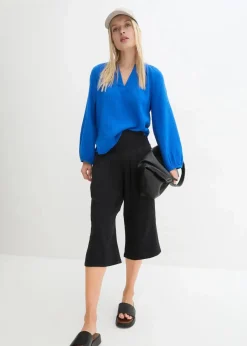 bonprix Bekleidung·Kleider|Hosen|Capri-Hose aus softem Musselin schwarz