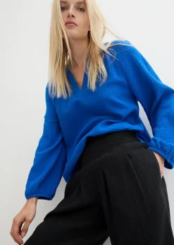 bonprix Bekleidung·Kleider|Hosen|Capri-Hose aus softem Musselin schwarz