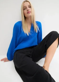 bonprix Bekleidung·Kleider|Hosen|Capri-Hose aus softem Musselin schwarz