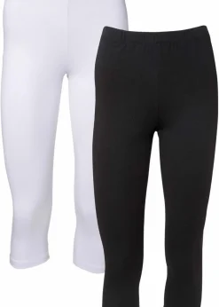 bonprix Hosen|Basics|Capri-Leggings (2er-Pack) weiss+schwarz