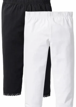 bonprix Mädchen 9-16 Jahre·Mehrfachpacks|Mädchen 9-16 Jahre·Hosen & Leggings|Capri-Leggings mit Bio-Baumwolle (2er Pack) weiß+schwarz