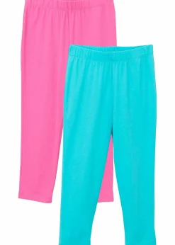 bonprix Mädchen 9-16 Jahre·Mehrfachpacks|Mädchen 9-16 Jahre·Hosen & Leggings|Capri-Leggings mit elastischem Bio-Baumwoll-Mix (2er Pack) aqua+hellfuchsia
