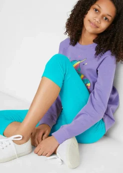 bonprix Mädchen 9-16 Jahre·Mehrfachpacks|Mädchen 9-16 Jahre·Hosen & Leggings|Capri-Leggings mit elastischem Bio-Baumwoll-Mix (2er Pack) aqua+hellfuchsia