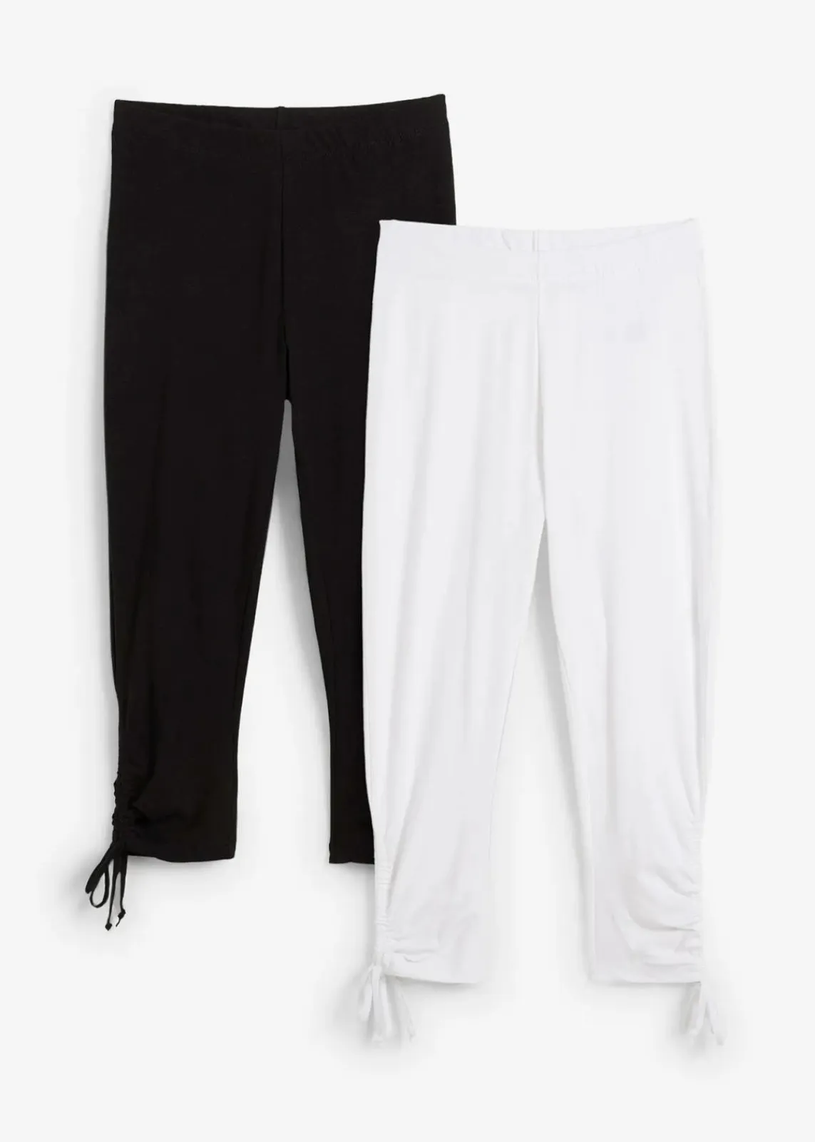 bonprix Hosen|Bekleidung·Kleider|Capri-Leggings mit Raffung (2er Pack) weiß+schwarz