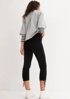 bonprix Hosen|Bekleidung·Kleider|Capri-Leggings mit Raffung (2er Pack) weiß+schwarz