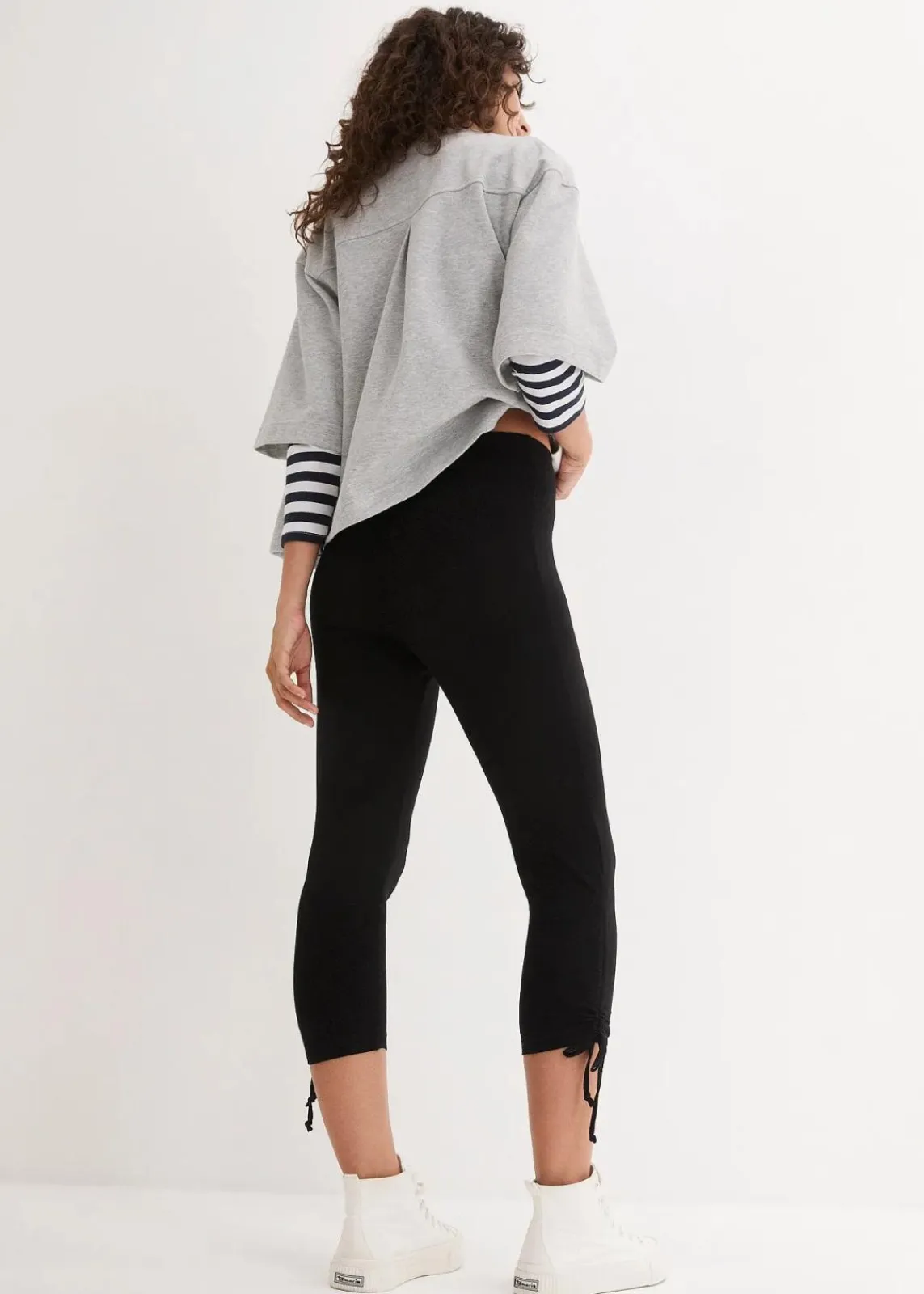 bonprix Hosen|Bekleidung·Kleider|Capri-Leggings mit Raffung (2er Pack) weiß+schwarz