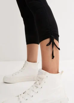 bonprix Hosen|Bekleidung·Kleider|Capri-Leggings mit Raffung (2er Pack) weiß+schwarz