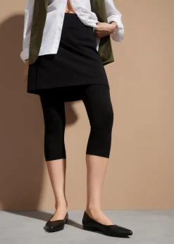 bonprix Bekleidung·Kleider|Nachhaltigere Materialien|Capri-Leggings mit Rock aus elastischem Baumwoll-Mix schwarz