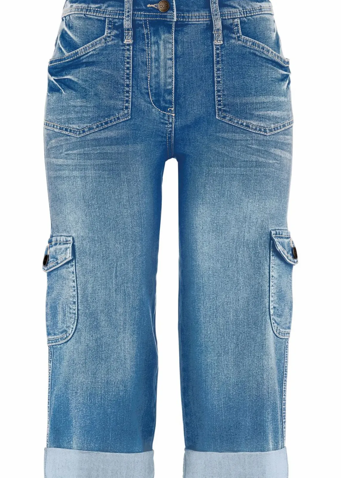 Cargo Jeans, Mid Waist, Stretch|bonprix Discount