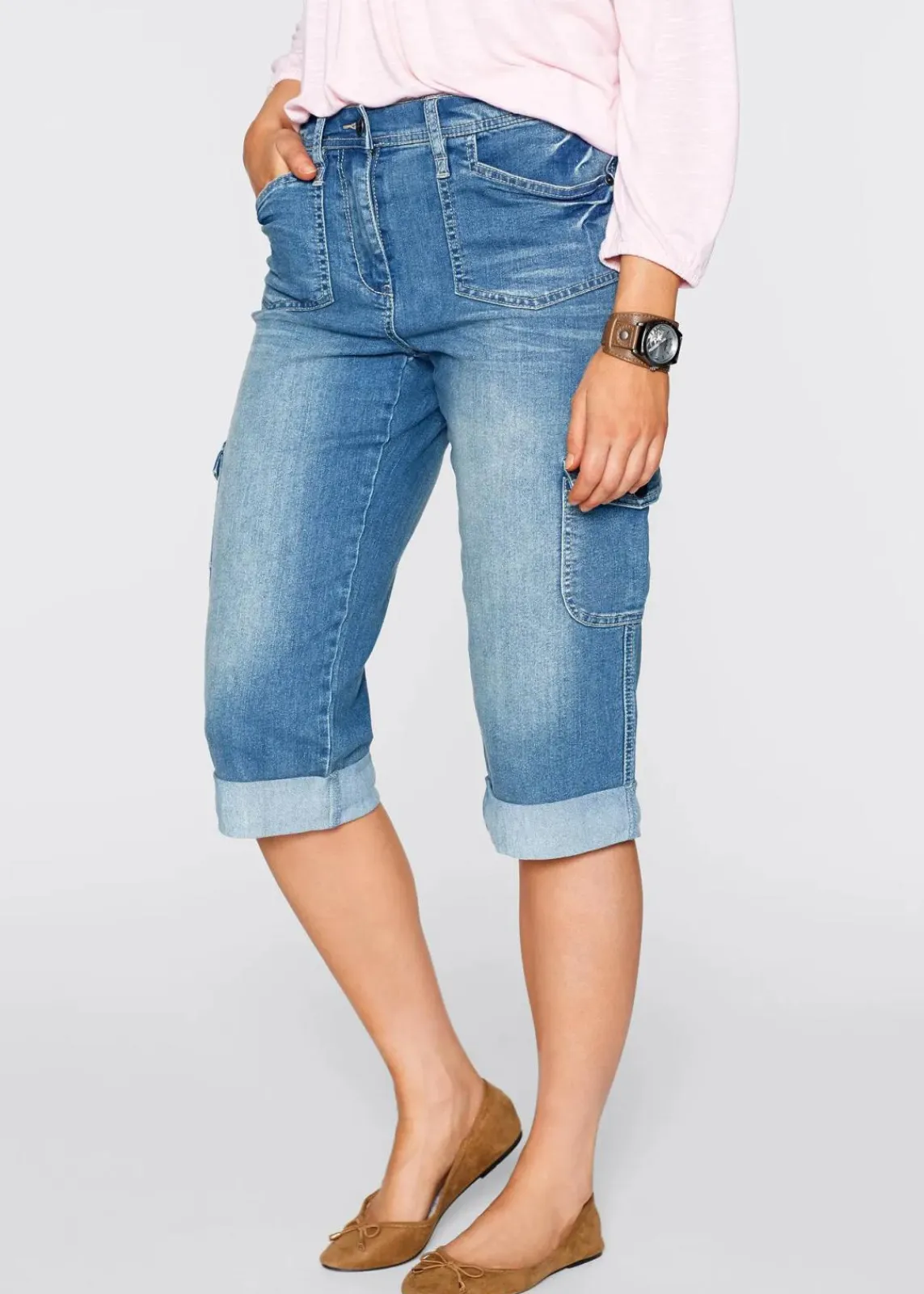 Cargo Jeans, Mid Waist, Stretch|bonprix Discount