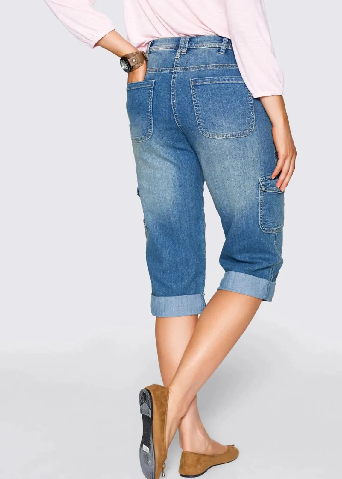 Cargo Jeans, Mid Waist, Stretch|bonprix Discount