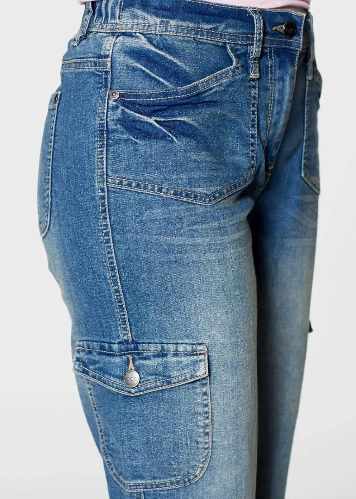 Cargo Jeans, Mid Waist, Stretch|bonprix Discount