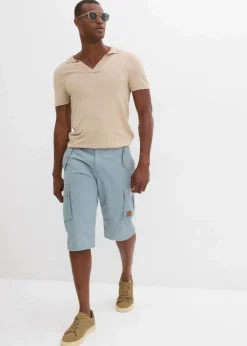 bonprix Shorts|Hosen|Cargo-Bermuda aus reiner Baumwolle, Regular Fit bleigrau