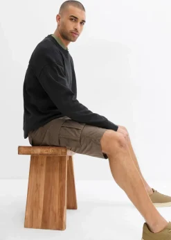 bonprix Große Größen|Shorts|Cargo-Bermuda aus reiner Baumwolle, Relaxed Fit khaki kariert