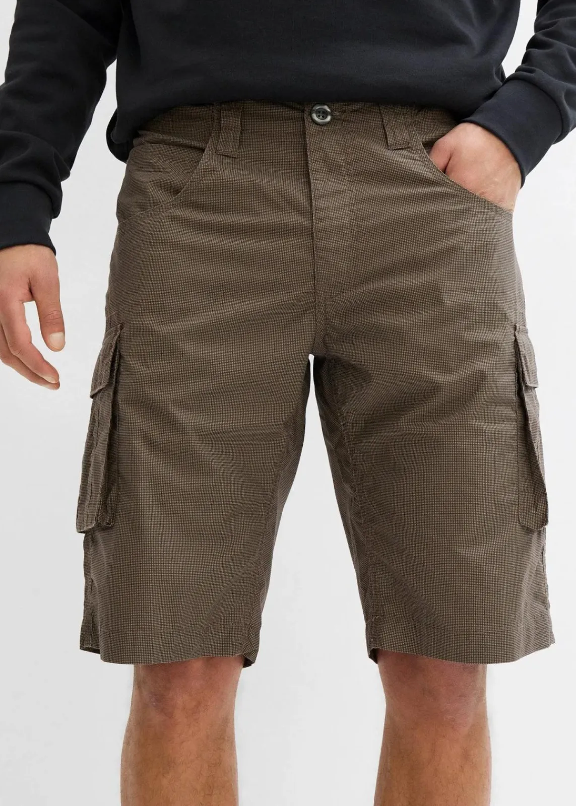 bonprix Große Größen|Shorts|Cargo-Bermuda aus reiner Baumwolle, Relaxed Fit khaki kariert