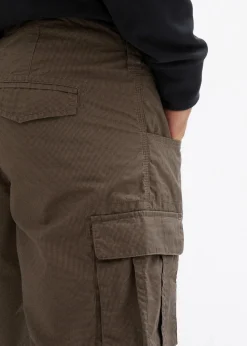 bonprix Große Größen|Shorts|Cargo-Bermuda aus reiner Baumwolle, Relaxed Fit khaki kariert