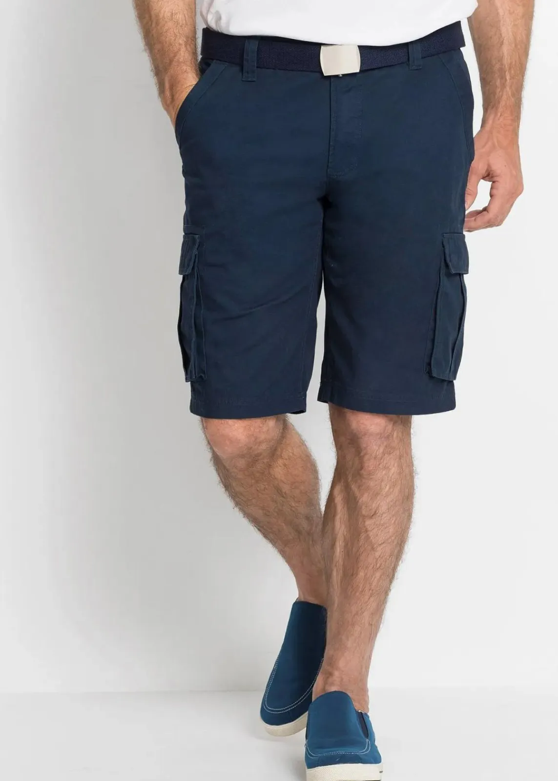 bonprix Große Größen|Shorts|Cargo-Bermuda aus reiner Baumwolle, Relaxed Fit dunkelblau