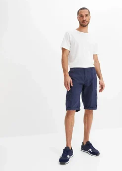bonprix Große Größen|Shorts|Cargo-Bermuda aus reiner Baumwolle, Regular Fit dunkelblau