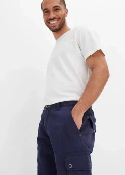 bonprix Große Größen|Shorts|Cargo-Bermuda aus reiner Baumwolle, Regular Fit dunkelblau
