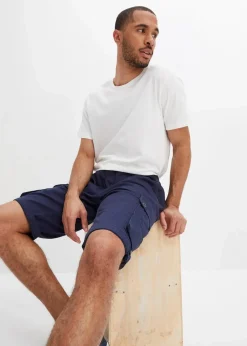 bonprix Große Größen|Shorts|Cargo-Bermuda aus reiner Baumwolle, Regular Fit dunkelblau
