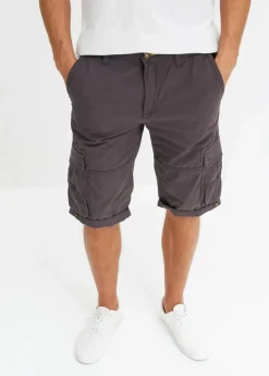 bonprix Hosen|Shorts|Cargo-Bermuda aus reiner Baumwolle, Regular Fit schiefergrau