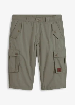 bonprix Große Größen|Hosen|Cargo-Bermuda aus reiner Baumwolle, Regular Fit raucholiv