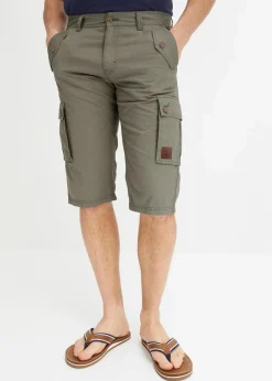 bonprix Große Größen|Hosen|Cargo-Bermuda aus reiner Baumwolle, Regular Fit raucholiv