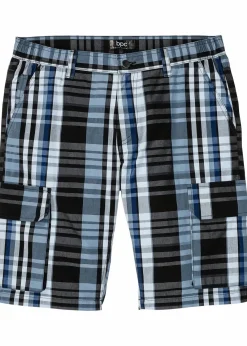 bonprix Große Größen|Shorts|Cargo-Bermuda mit Komfortbund, Regular Fit blau kariert