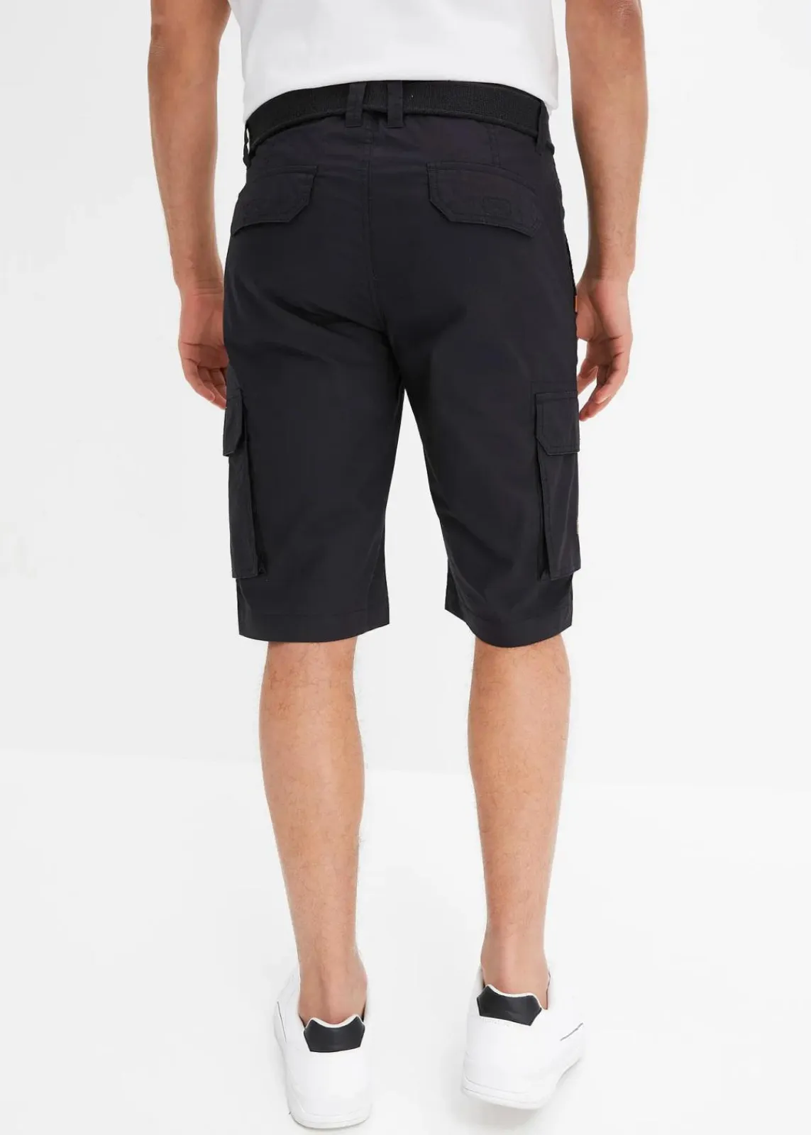 bonprix Hosen|Shorts|Cargo-Bermuda mit Komfortbund und Gürtel, Regular Fit schwarz