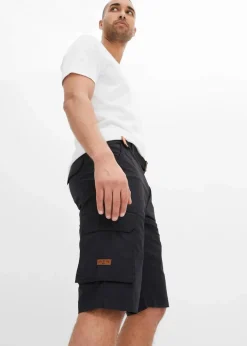bonprix Hosen|Shorts|Cargo-Bermuda mit Komfortbund und Gürtel, Regular Fit schwarz